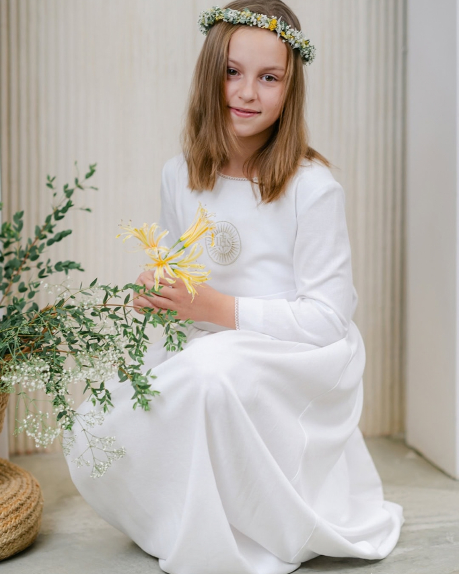 Sukienka komunijna MARIA Lniano wiskozowa - obrazek 3